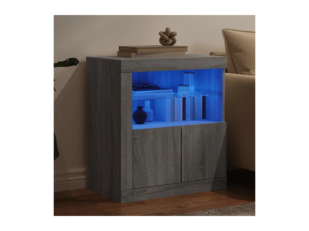 Aparador con luces LED gris Sonoma 60,5x37x67 cm ES117504