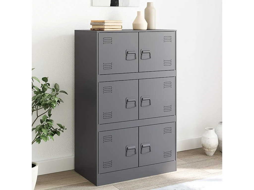 Buffet anthracite 67x39x107 cm acier FR76247