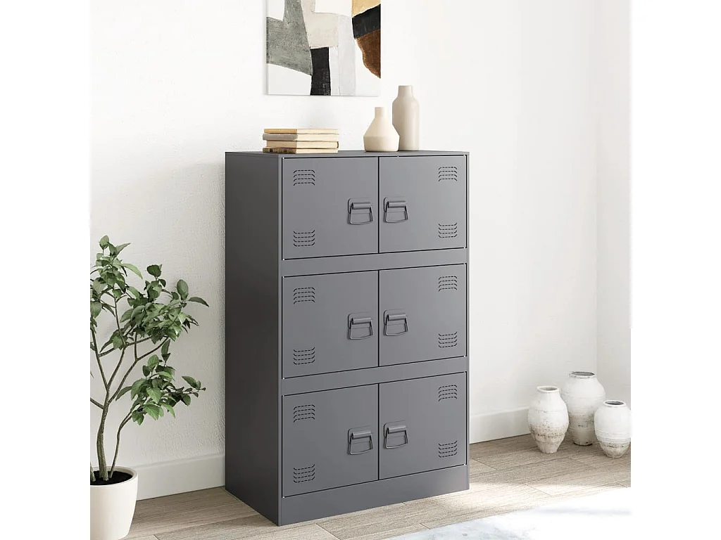 Buffet anthracite 67x39x107 cm acier FR76247