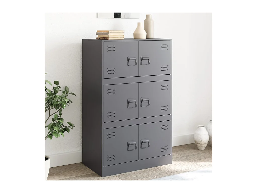 Buffet anthracite 67x39x107 cm acier FR76247