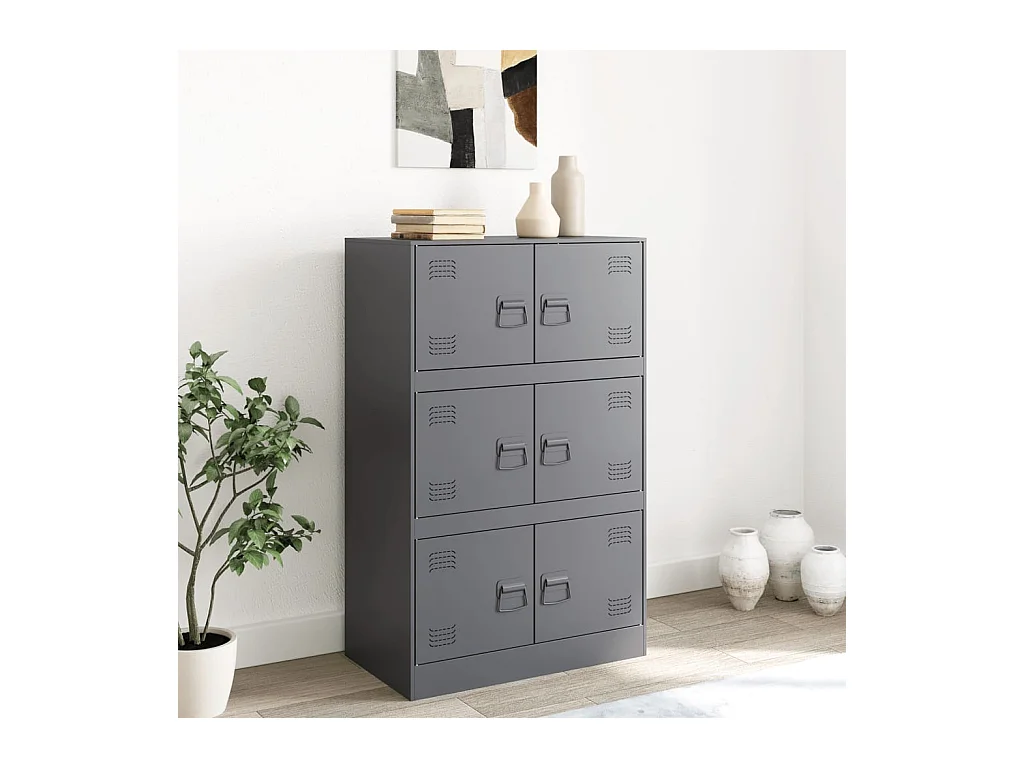 Aparador de acero antracita 67x39x107 cm ES665603