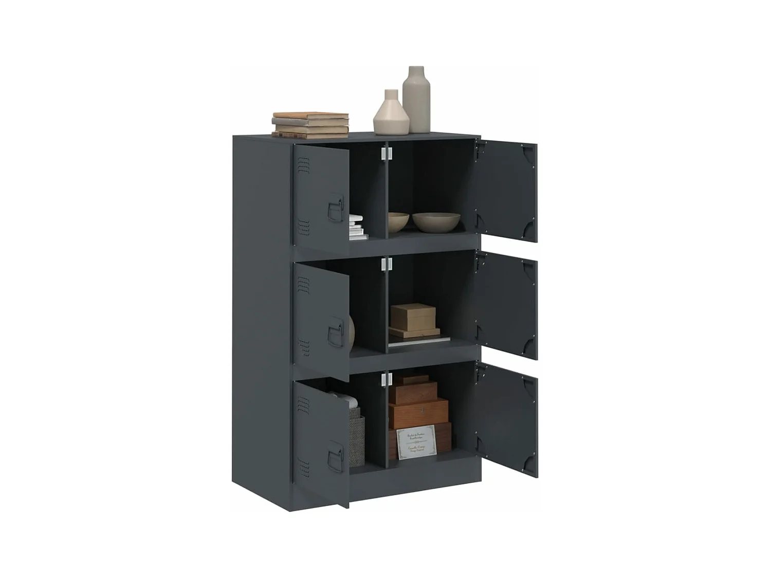 Aparador de acero antracita 67x39x107 cm ES665603