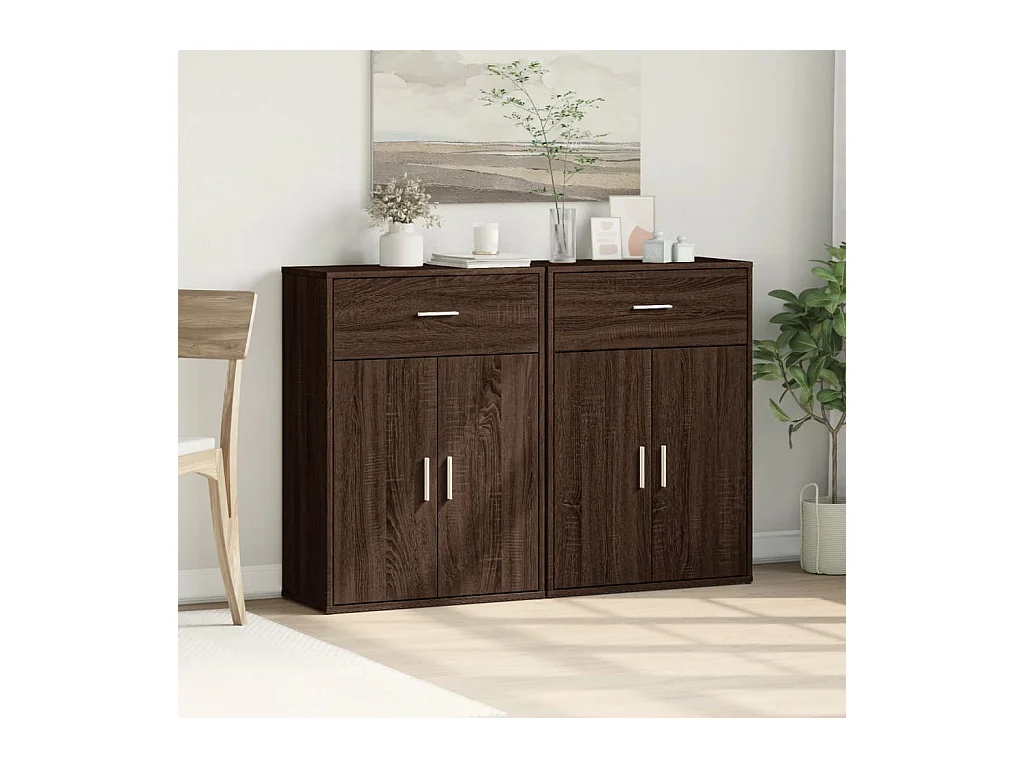 Buffets 2 pcs chêne marron 60x30x84 cm bois d'ingénierie FR40744