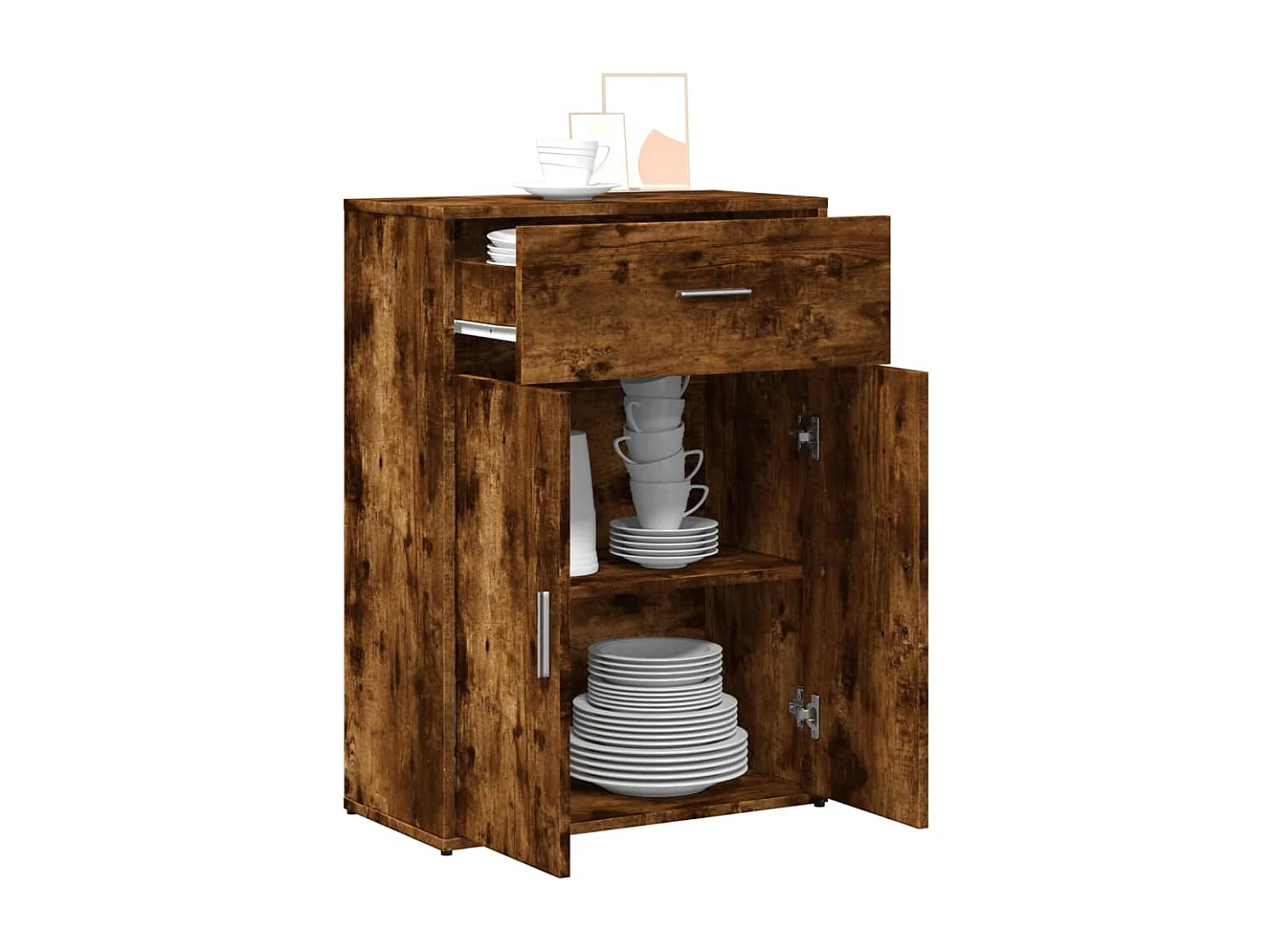 Aparador madera de ingeniería roble ahumado 60x30x84 cm ES276771