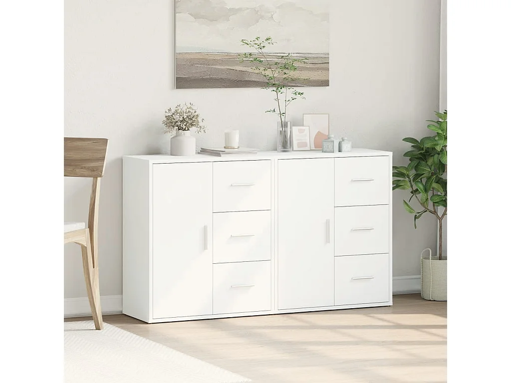 Buffets 2 pcs blanc 60x31x70 cm bois d'ingénierie FR40873