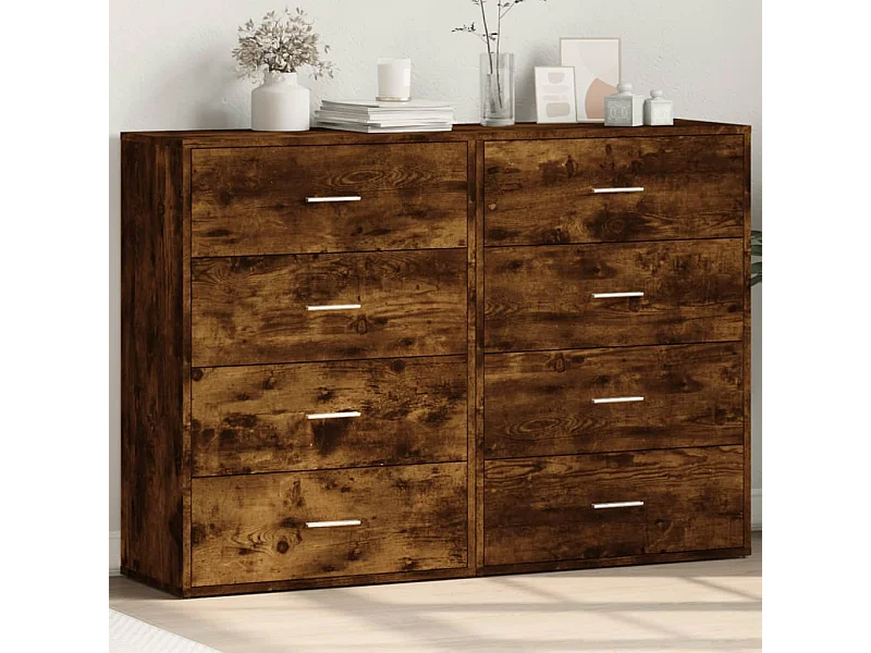 Buffets 2 pcs chêne fumé 60x31x84 cm bois d'ingénierie FR54212