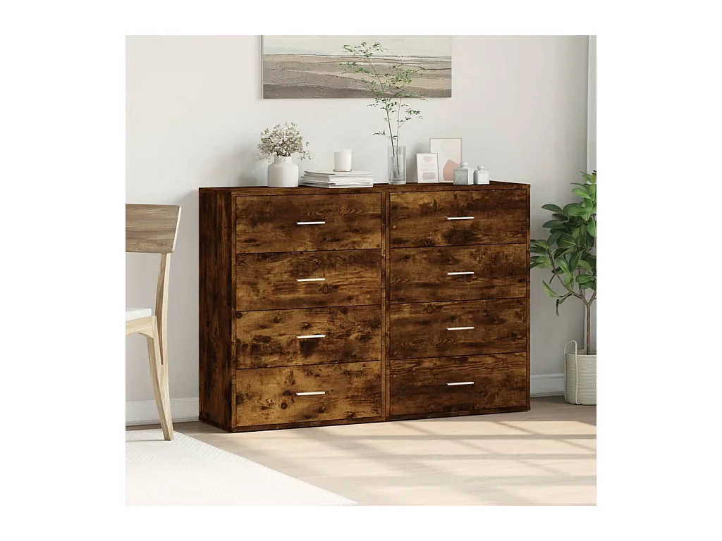 Buffets 2 pcs chêne fumé 60x31x84 cm bois d'ingénierie FR54212