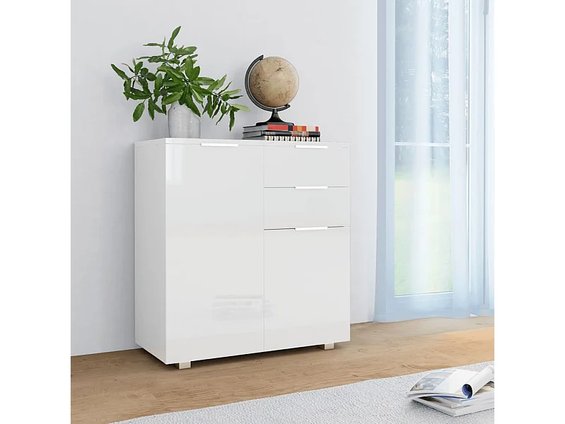 Buffet Blanc brillant 71 x 35 x 80 cm Bois d'ingénierie FR22518