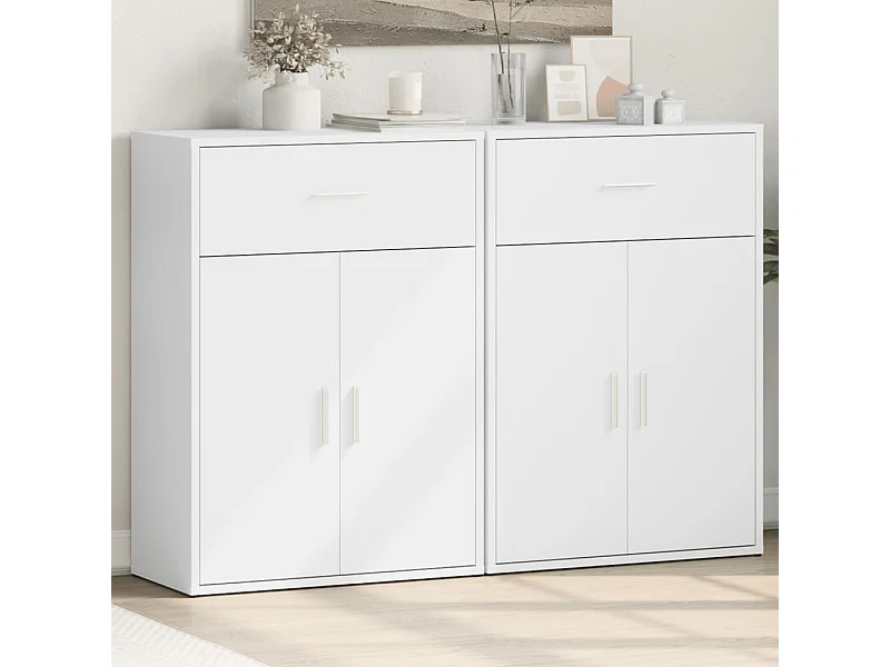 Buffets 2 pcs blanc 60x30x84 cm bois d'ingénierie FR21097