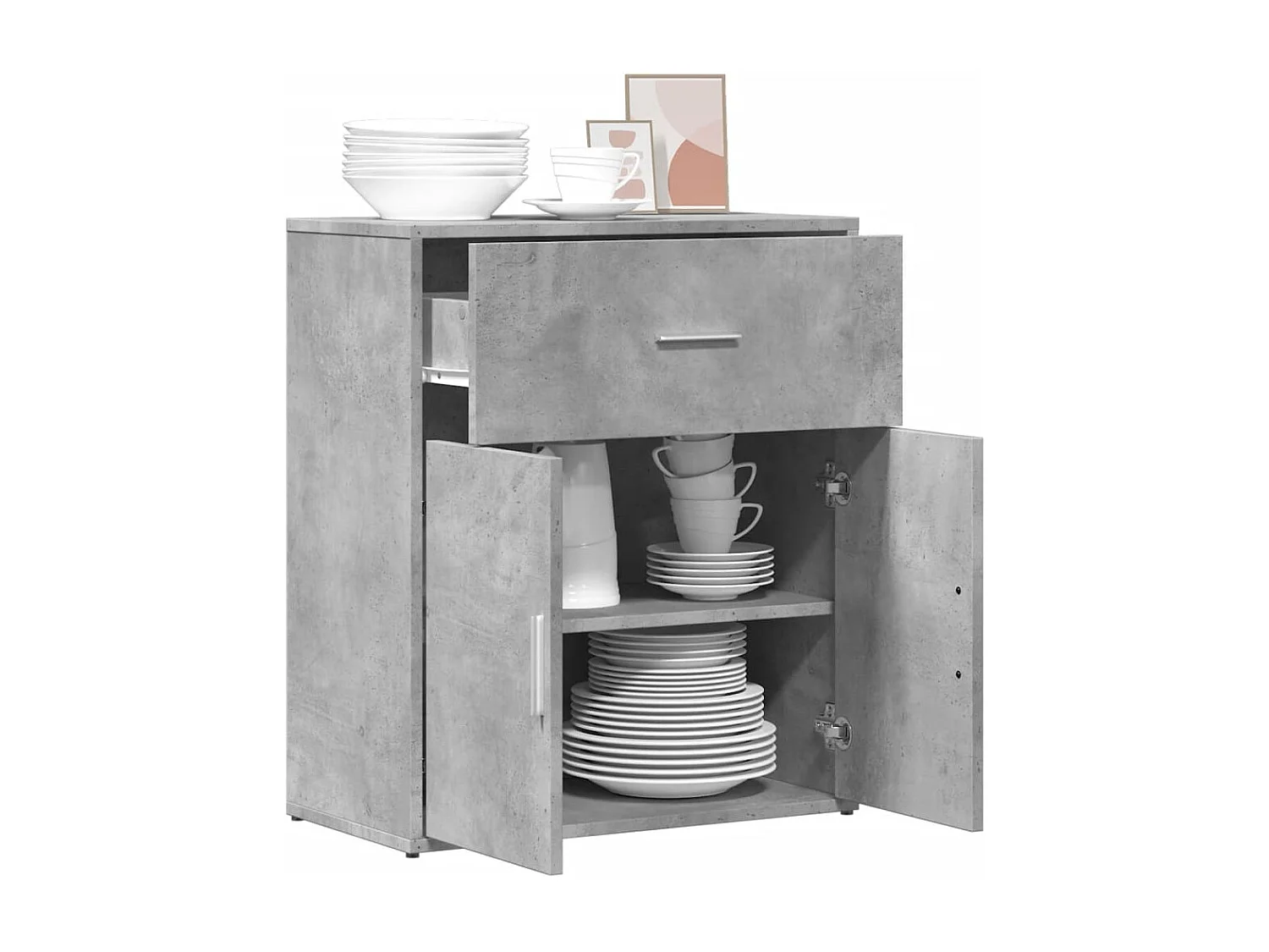 Buffet gris béton 60x31x70 cm bois d'ingénierie FR75646