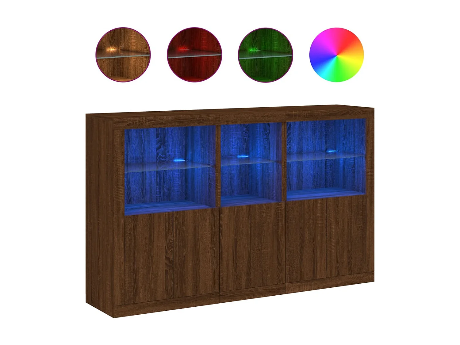 Buffet avec lumières LED chêne marron 162x37x100 cm FR10378