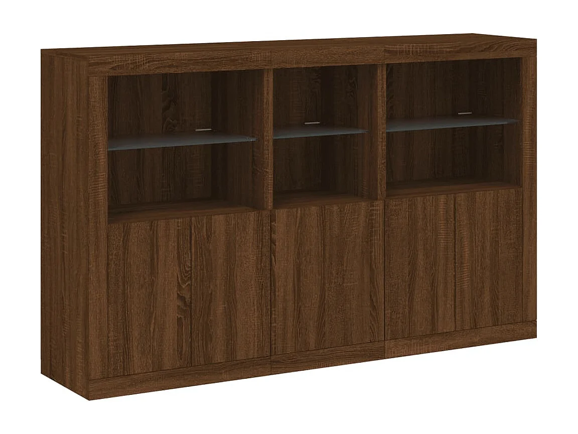 Buffet avec lumières LED chêne marron 162x37x100 cm FR10378