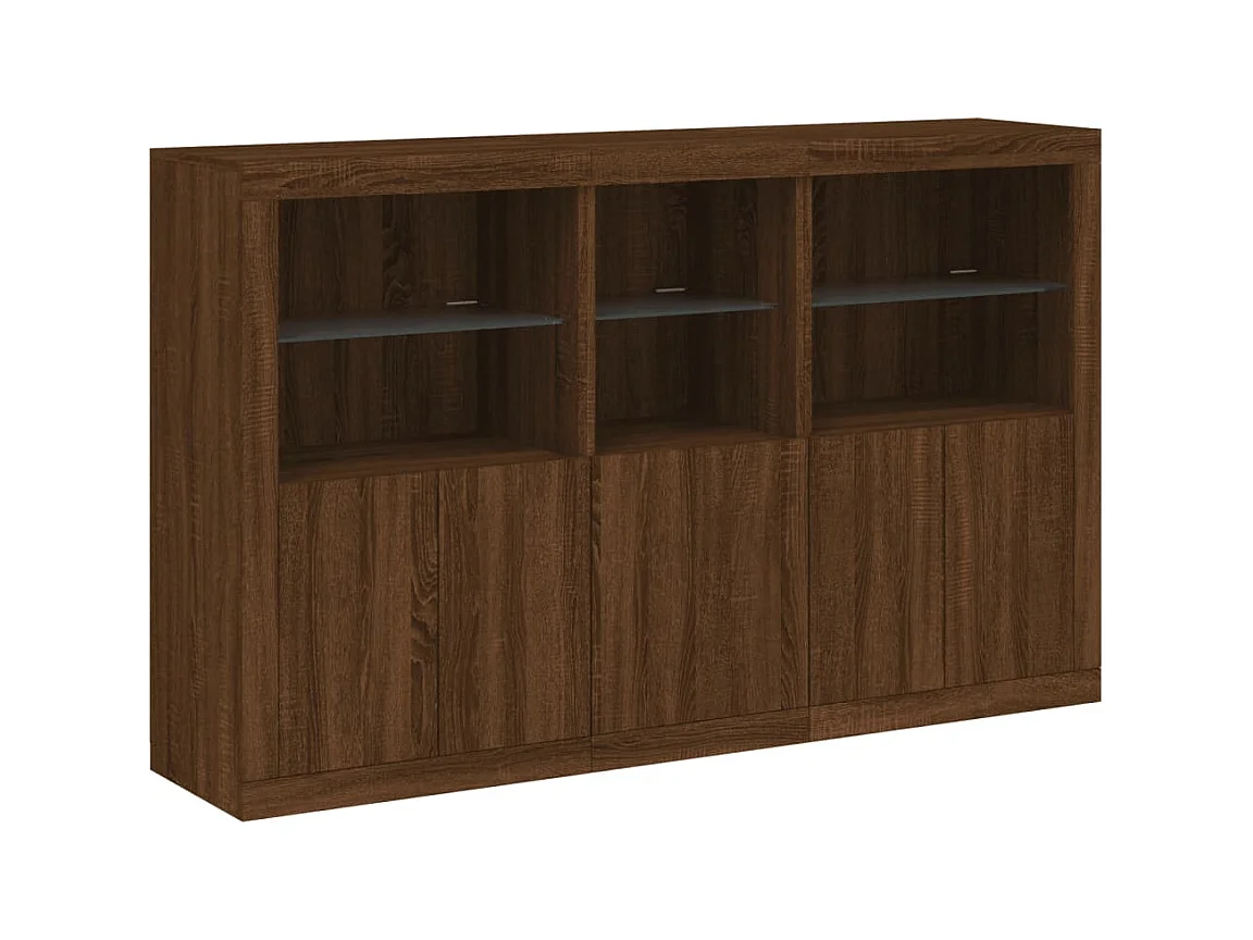 Buffet avec lumières LED chêne marron 162x37x100 cm FR10378