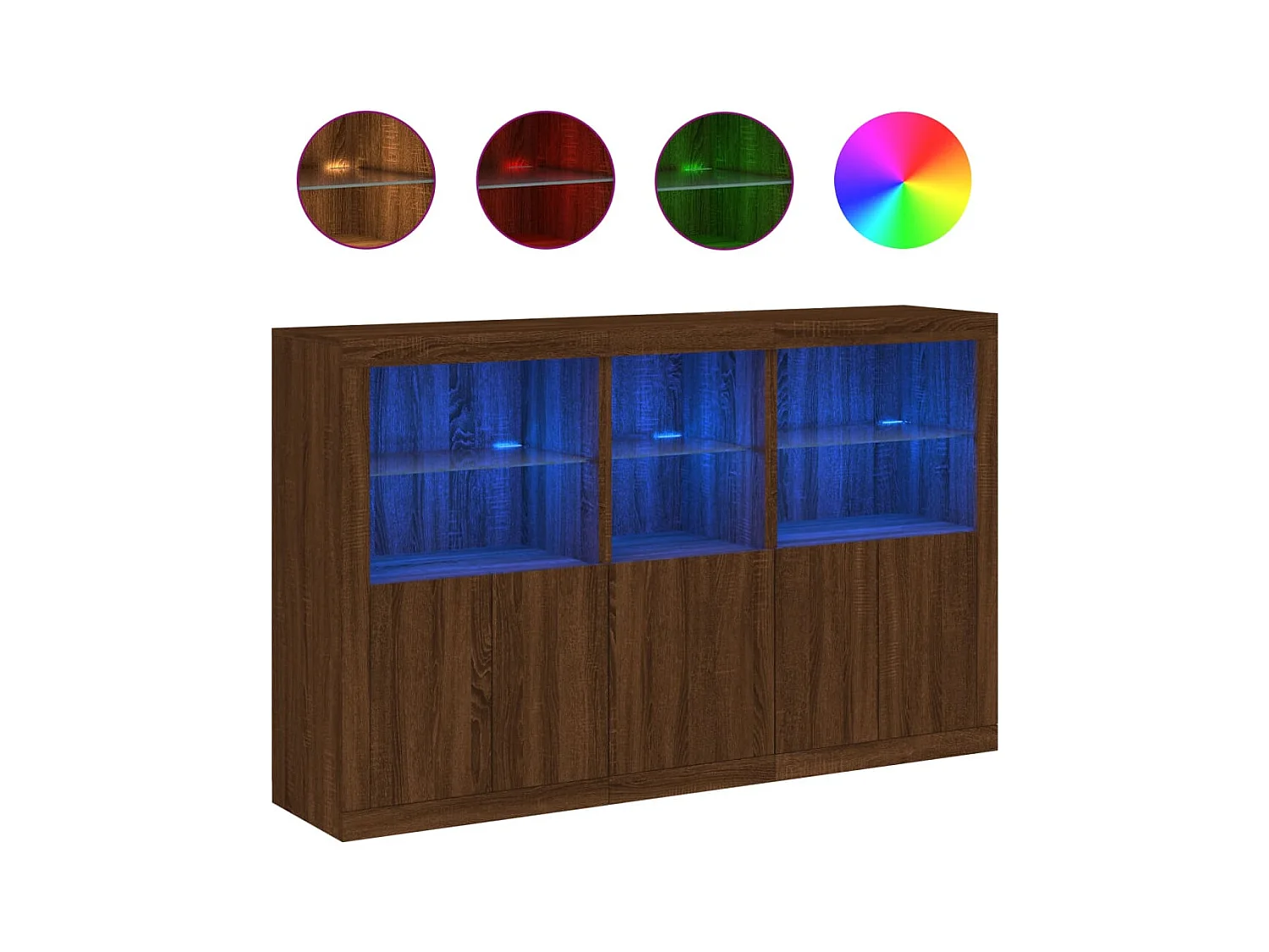 Buffet avec lumières LED chêne marron 162x37x100 cm FR10378