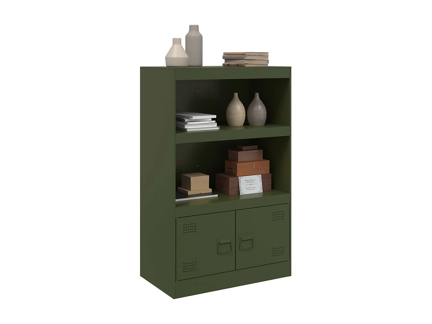 Buffet vert olive 67x39x107 cm acier FR43191