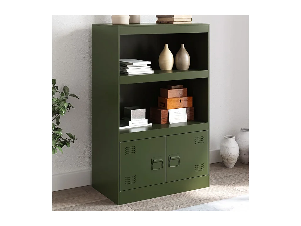 Buffet vert olive 67x39x107 cm acier FR43191