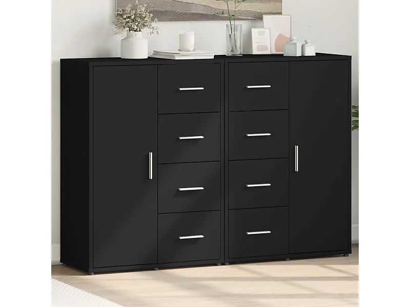 Aparadores 2 pcs 60x31x84 cm derivados de madeira preto PT177347