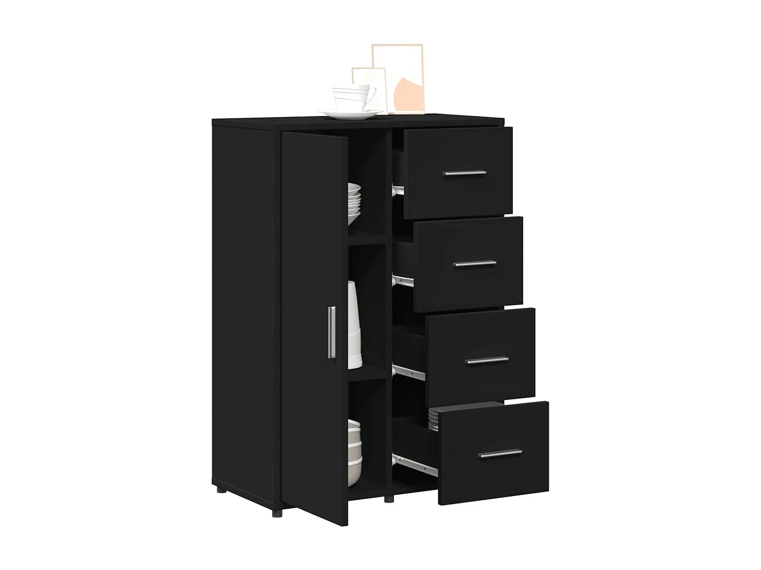 Aparadores 2 pcs 60x31x84 cm derivados de madeira preto PT177347