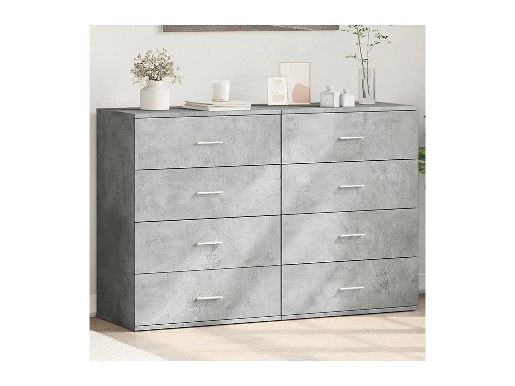Buffets 2 pcs gris béton 60x39x80 cm bois d'ingénierie FR24563