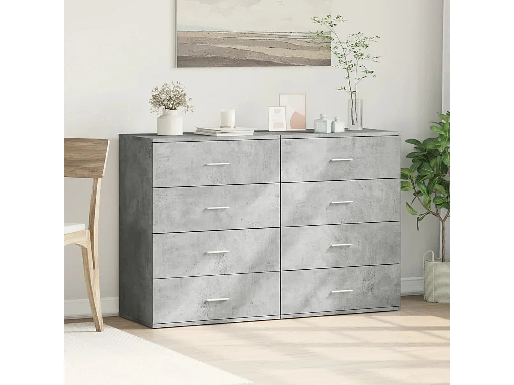 Buffets 2 pcs gris béton 60x39x80 cm bois d'ingénierie FR24563