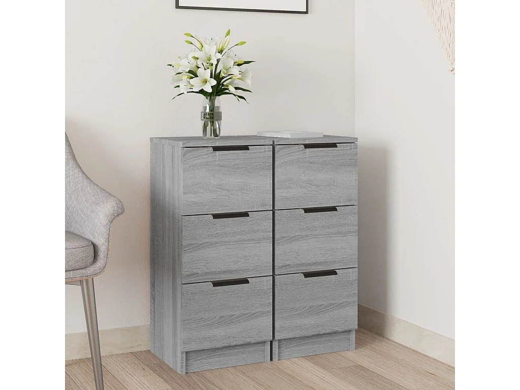 Buffets 2 pcs Sonoma gris 30x30x70 cm Bois d'ingénierie FR87232