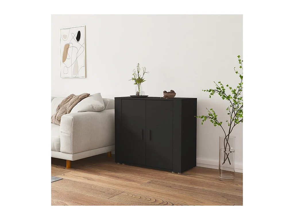 Dressoir 80x33x70 cm bewerkt hout zwart BE482897