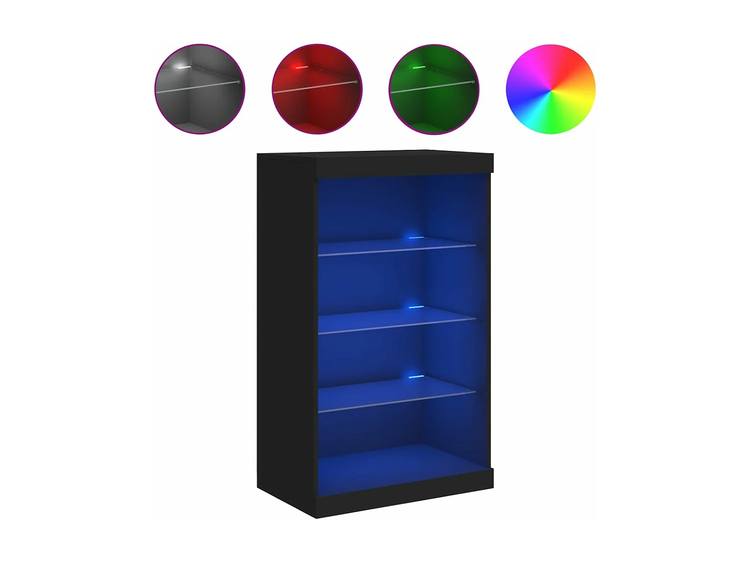 Buffet avec lumières LED noir 60,5x37x100 cm FR75787