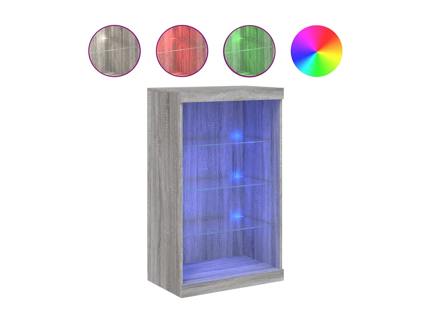 Buffet avec lumières LED sonoma gris 60,5x37x100 cm FR97760