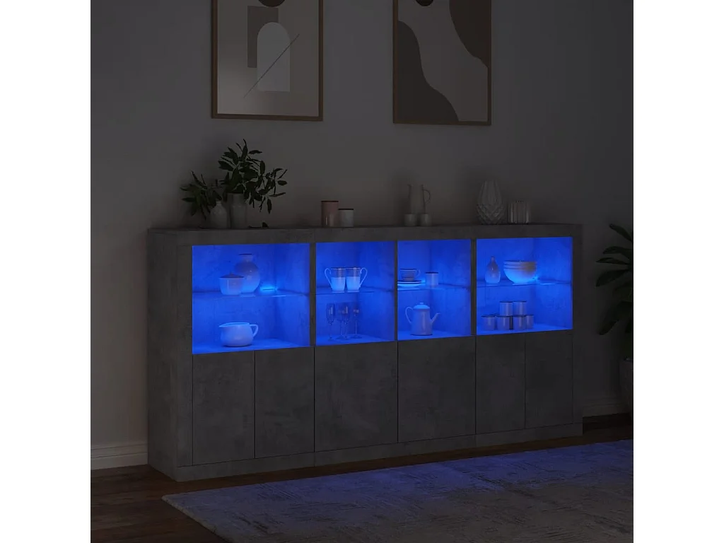 Dressoir met LED-verlichting 202x37x100 cm betongrijs BE271245