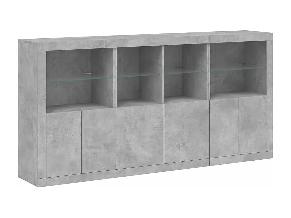 Dressoir met LED-verlichting 202x37x100 cm betongrijs BE271245