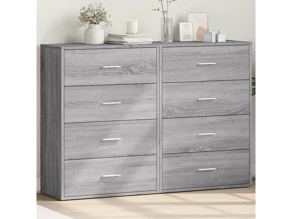 Dressoirs 2 st 60x31x84 cm bewerkt hout grijs sonoma eikenkleur BE702228