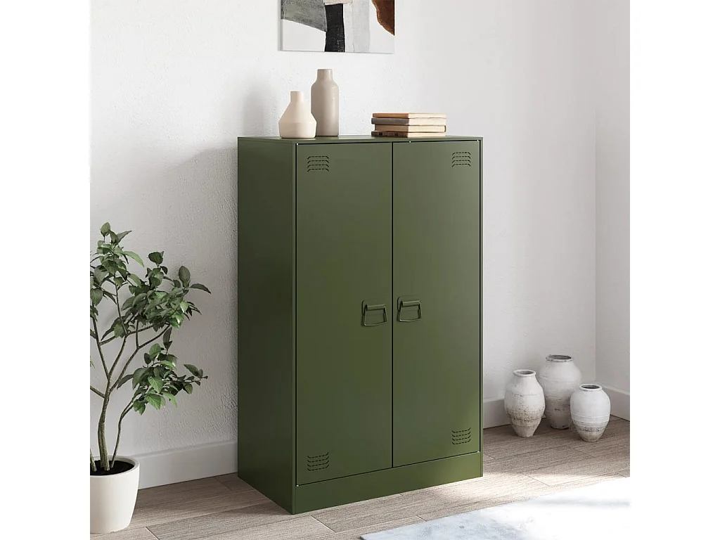 Buffet vert olive 67x39x107 cm acier FR45574