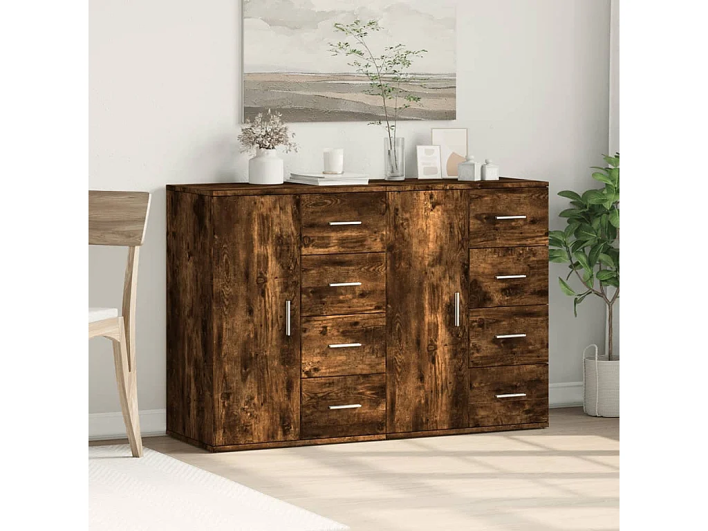 Buffets 2 pcs chêne fumé 59x39x80 cm bois d'ingénierie FR96691