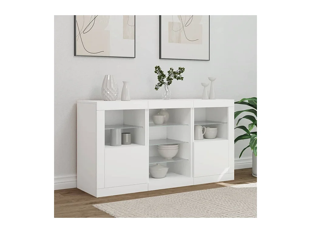 Buffet avec lumières LED blanc 123x37x67 cm FR81682
