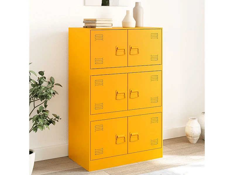 Buffet jaune moutarde 67x39x107 cm acier FR75259