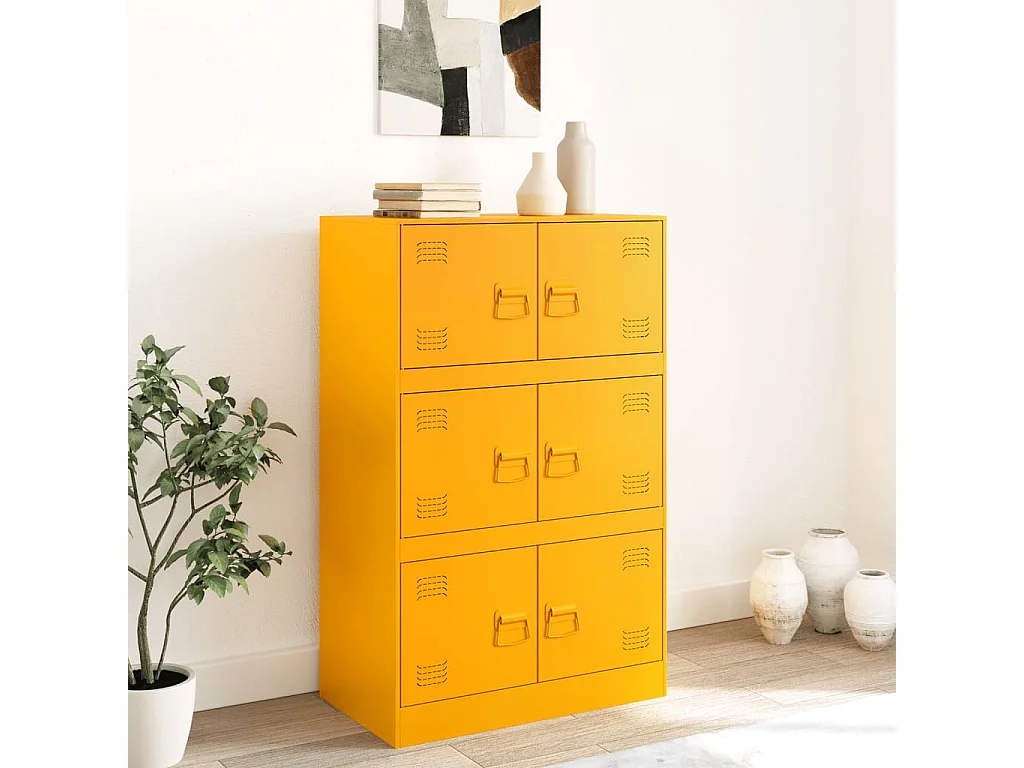 Aparador de acero amarillo mostaza 67x39x107 cm ES594308