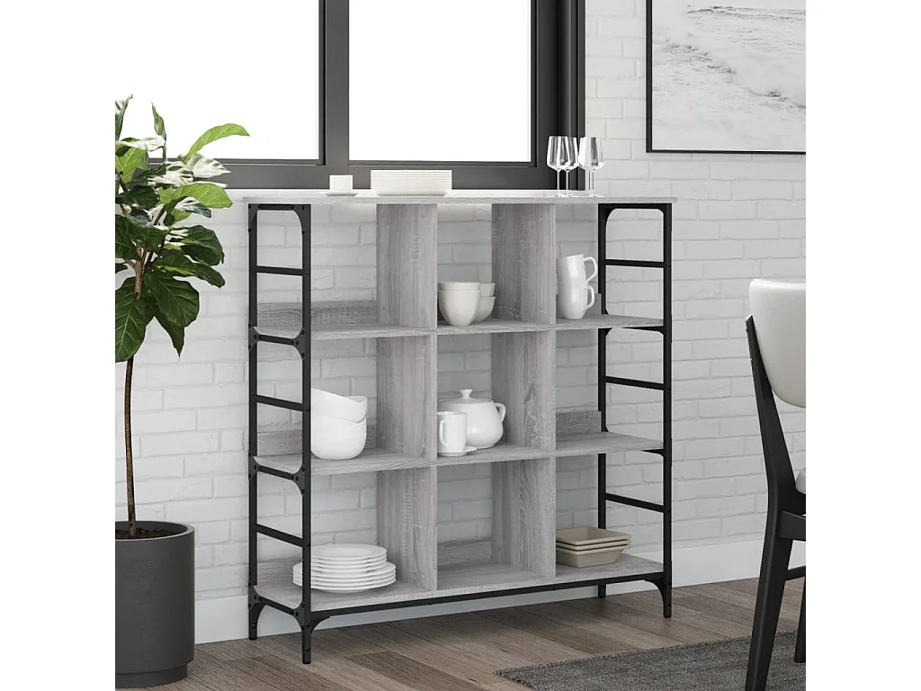 Aparador de madera de ingeniería gris Sonoma 102x32x103,5 cm ES616204