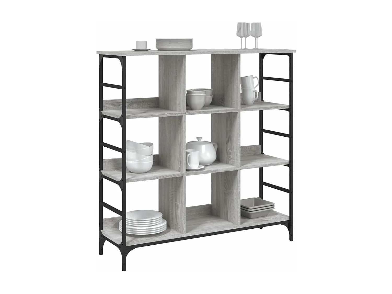 Aparador de madera de ingeniería gris Sonoma 102x32x103,5 cm ES616204