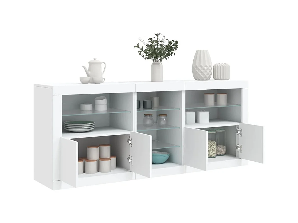 Buffet avec lumières LED blanc 162x37x67 cm FR25179