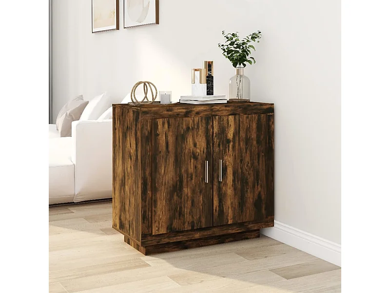 Dressoir 80x40x75 cm bewerkt hout gerookt eikenkleurig BE590067