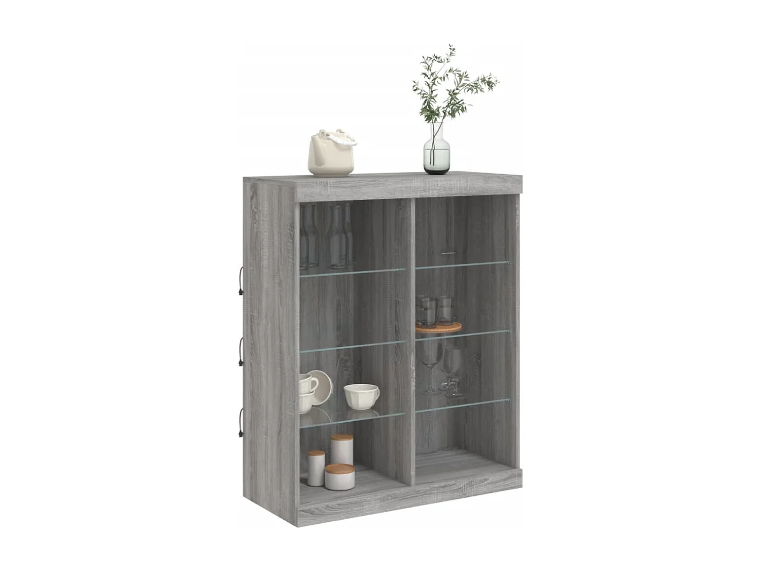 Aparador com luzes LED 81x37x100 cm cinzento sonoma PT634741