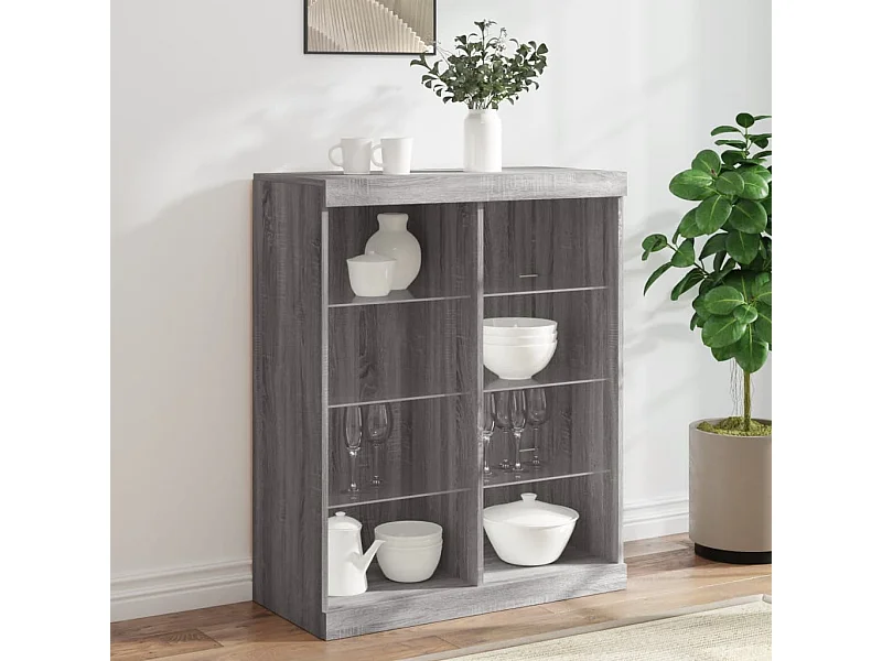 Aparador con luces LED gris Sonoma 81x37x100 cm ES112016