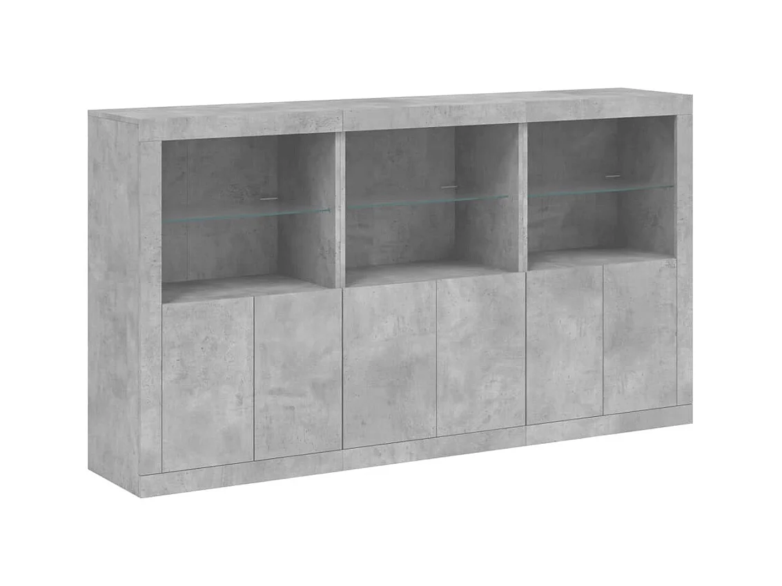 Buffet avec lumières LED gris béton 181,5x37x100 cm FR54002