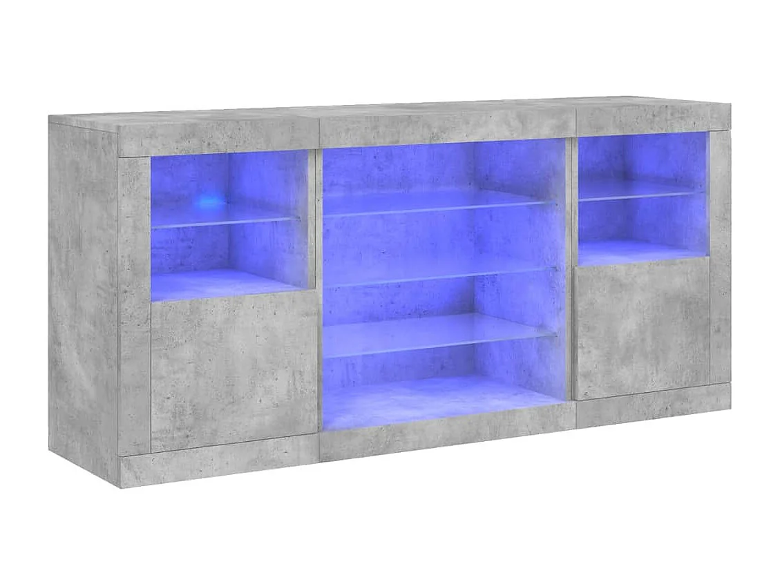Buffet avec lumières LED gris béton 142,5x37x67 cm FR85181
