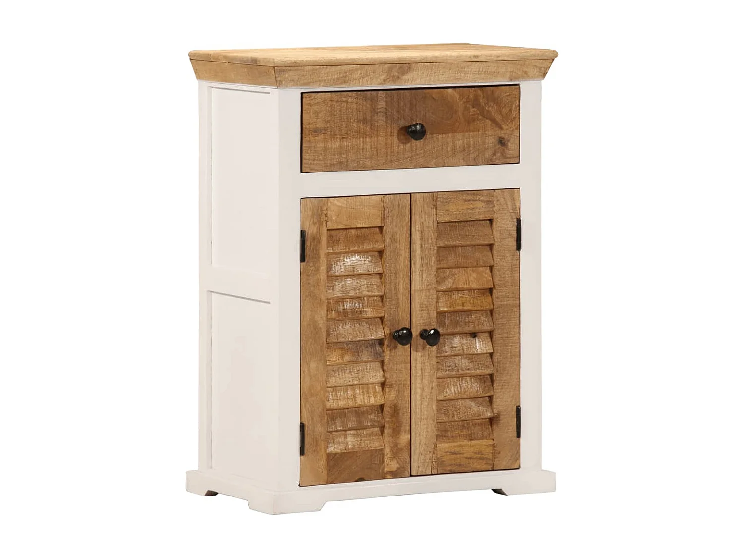 Buffet blanc et marron 55x30x73 cm bois de manguier solide brut FR46349