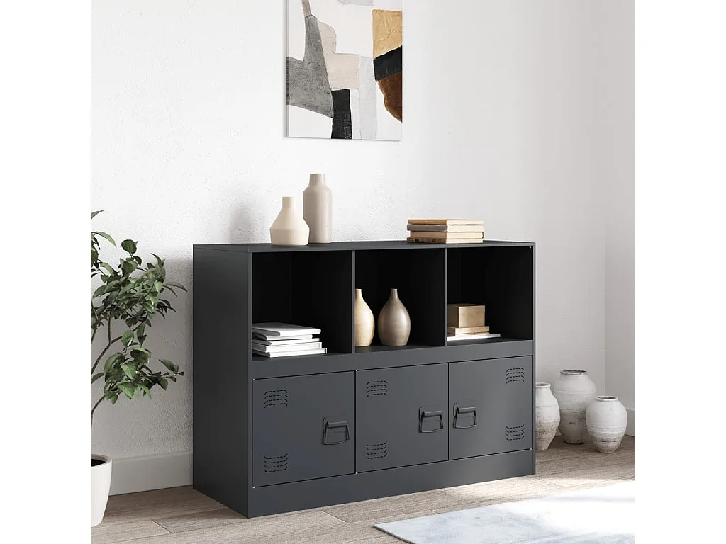 Buffet anthracite 99x39x73 cm acier FR92017