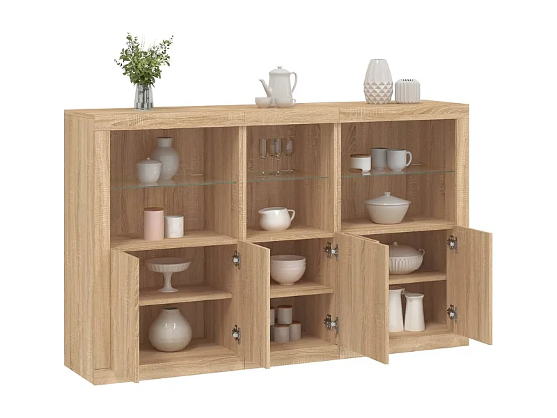Buffet avec lumières LED chêne sonoma 162x37x100 cm FR64047
