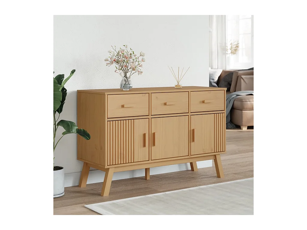 Buffet OLDEN marron 114x43x73,5 cm bois massif de pin FR70835