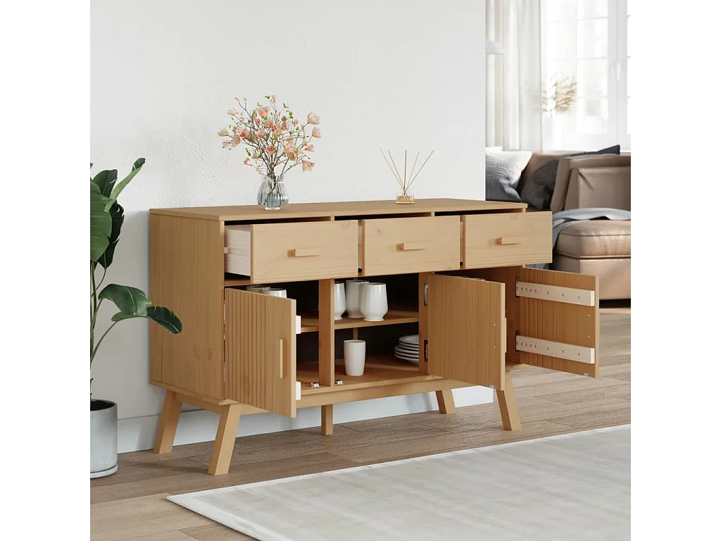 Buffet OLDEN marron 114x43x73,5 cm bois massif de pin FR70835