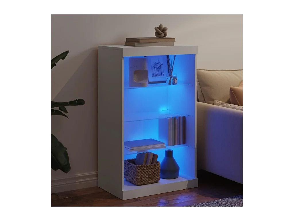 Buffet avec lumières LED blanc 60,5x37x100 cm FR21065